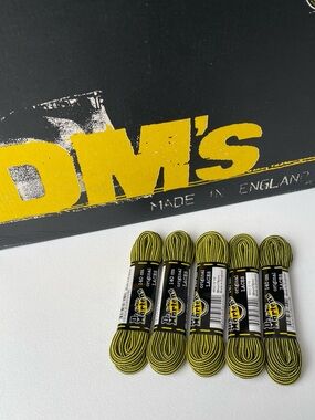 Vintage Dr. Martens MIE Black Yellow Round Laces 55”